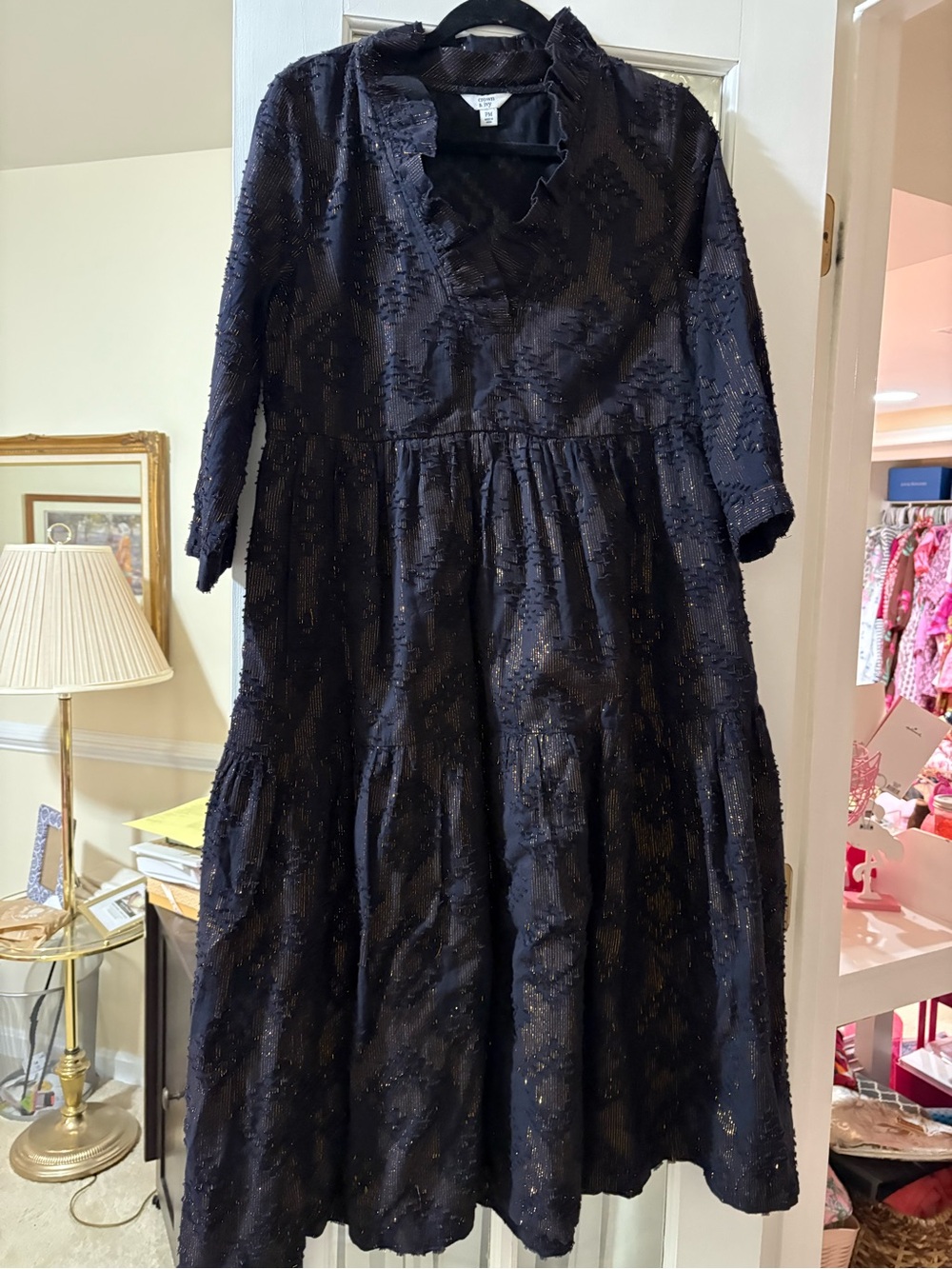 crown & ivy Navy Textured Midi Dress